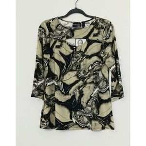 Attitudes by Renee Top Women's Size XS Como Jersey Elbow Sleeve Keyhole NEW